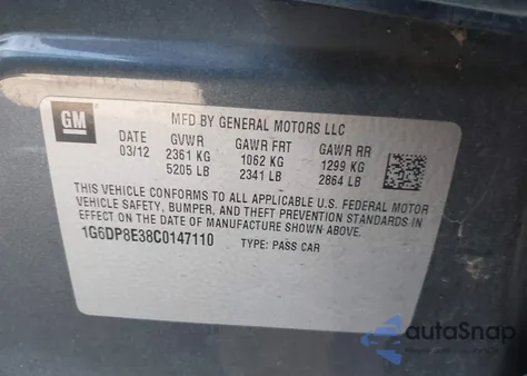 2012 Cadillac Cts Premium из США, поврежденный, VIN 1G6DP8E38C0147110